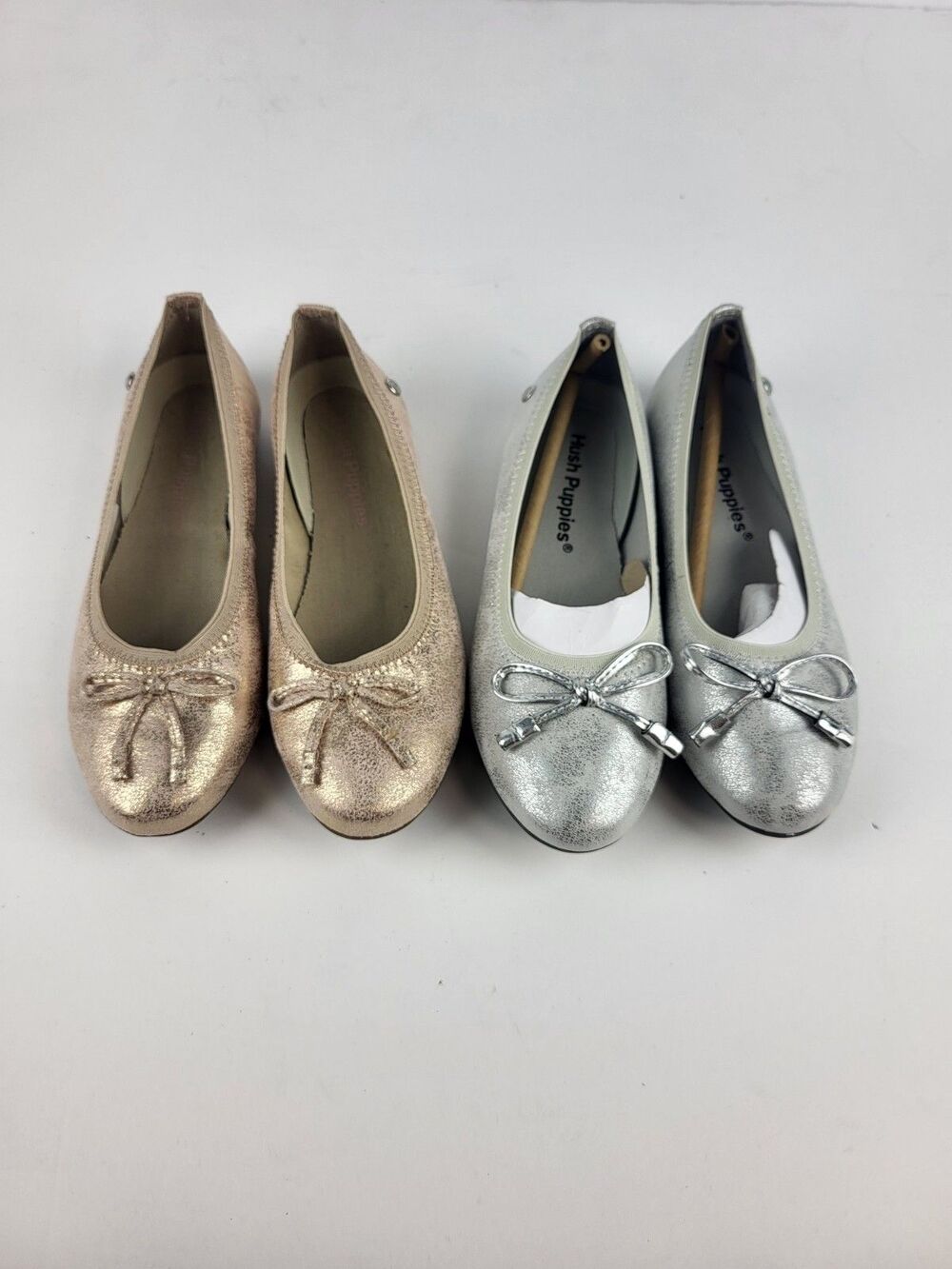 Hush Puppies Josie Girls Ballet Flat Silver Size 1M Lot of 2